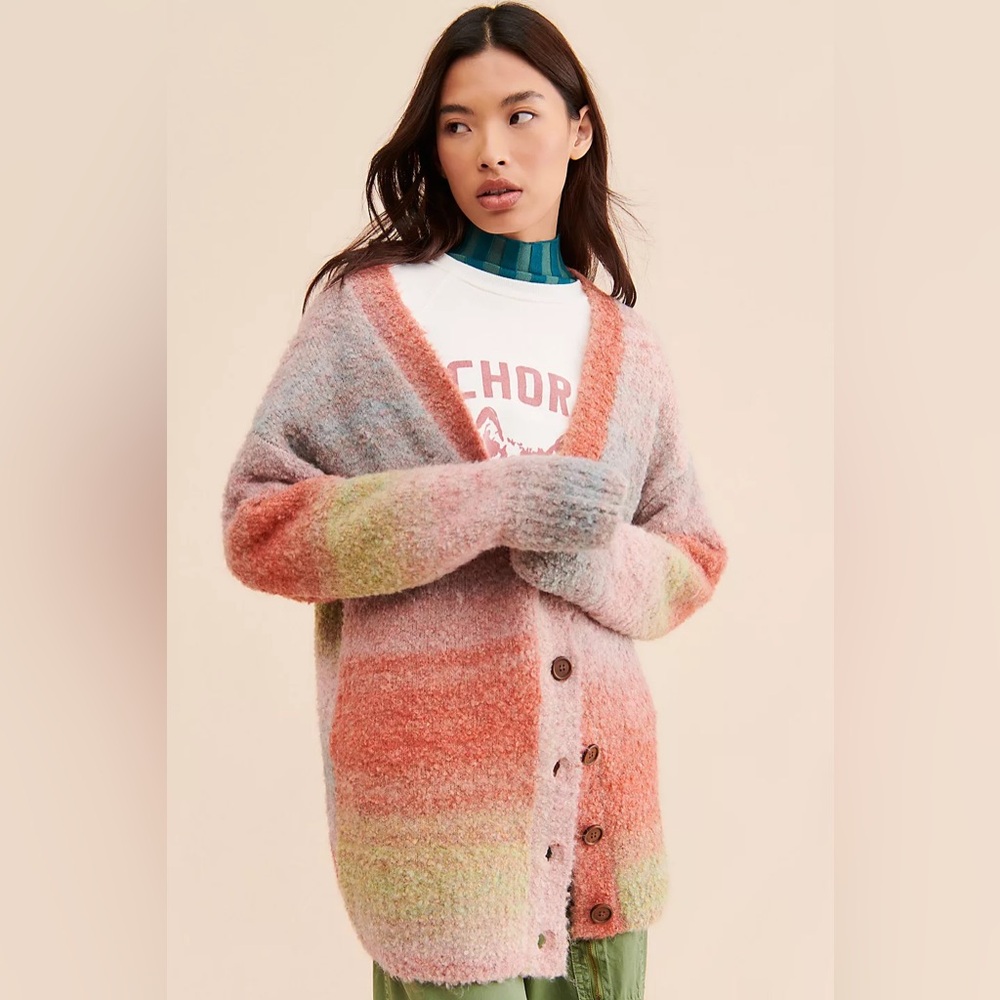 ❤️ Free People Ombré Spaced Dye Button Cardigan | Size M/L | NWOT - Picture 4 of 12